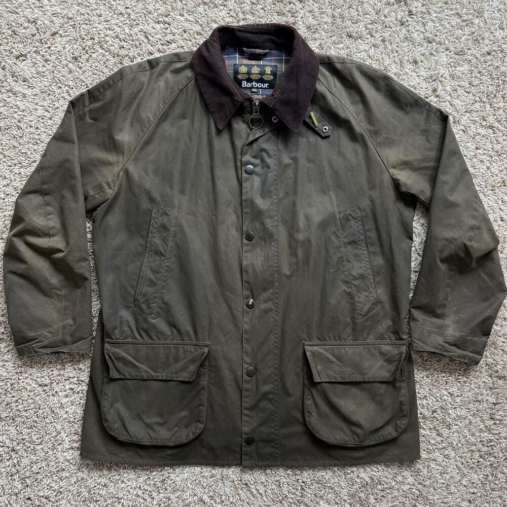 Barbour Bristol Waxed Jacket Olive Green Men’s Size XXL Original Tartan Cotton